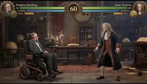 AI video example - 🥊 Hawking vs Newton