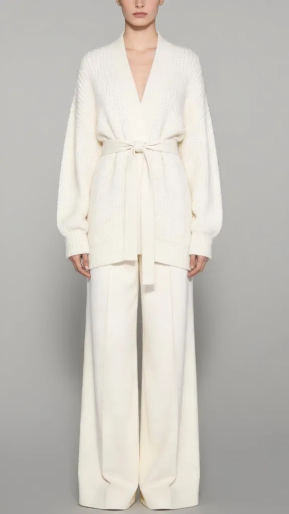 White knit cardigan outfit