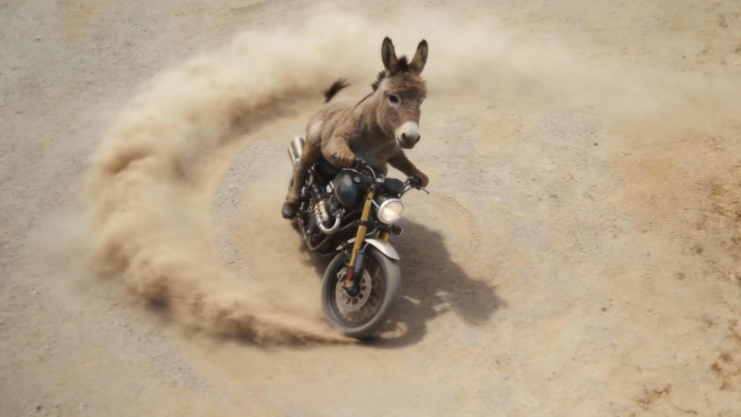 Donkey drifting on motorcycle reference image